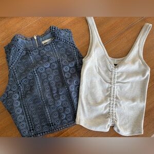 2 Abercrombie & Fitch shirts 1 Blue croquet and 1 Ruched striped Tank Top